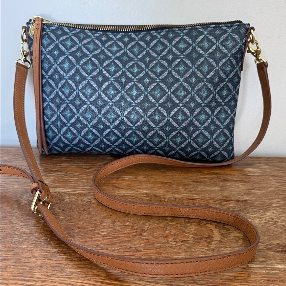 Fossil Sydney Signature Top Zip Multi Blue Bag
